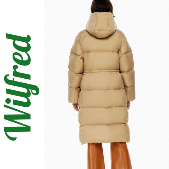 WILFRED ARITZIA LARAMIE Goose Down Long Puffer Coat Hood Beige, Size XS - Picture 6 of 16